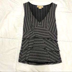Michael Kors Sheer Ruffle Tiered Tank Blouse Sz S
